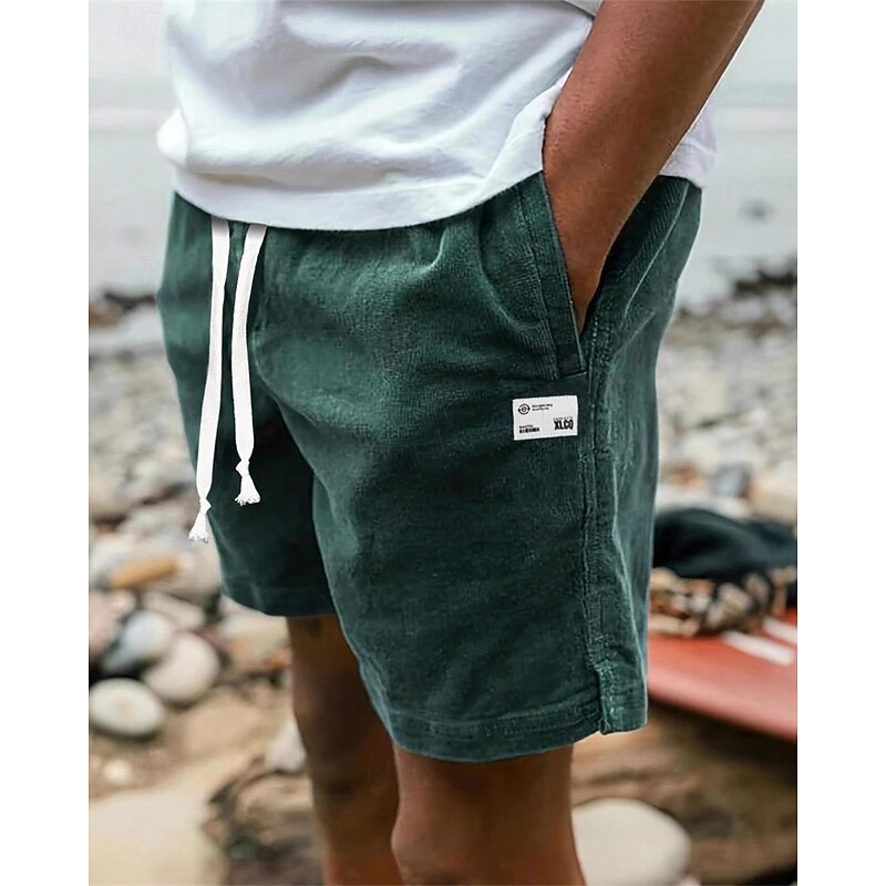 Men's Shorts Summer Shorts Casual Shorts Pocket Elastic Waist Drawstring Plain Comfort Breathable Short Outdoor Vacation Sport Casual Black Green