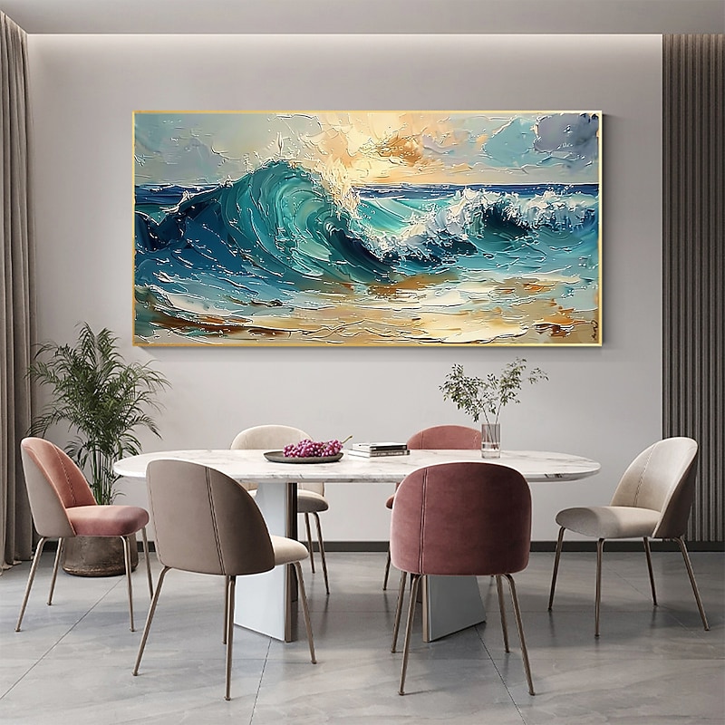 Handmade Original Sea Wave Oil Painting On Canvas Abstract Ocean Seascape Painting Wall Art for Home Decor With Stretched Frame Without Inner Frame Painting4