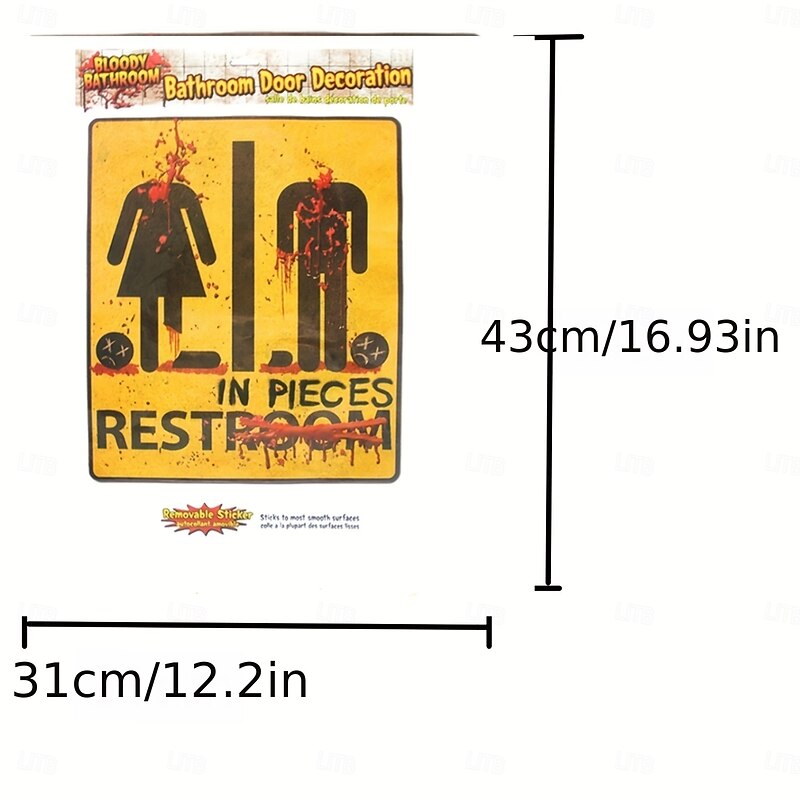 1pc Halloween Related Horror Toilet Door Stickers Bar Haunted House Secret Room Escape Script Killing Decoration Props Supplies4