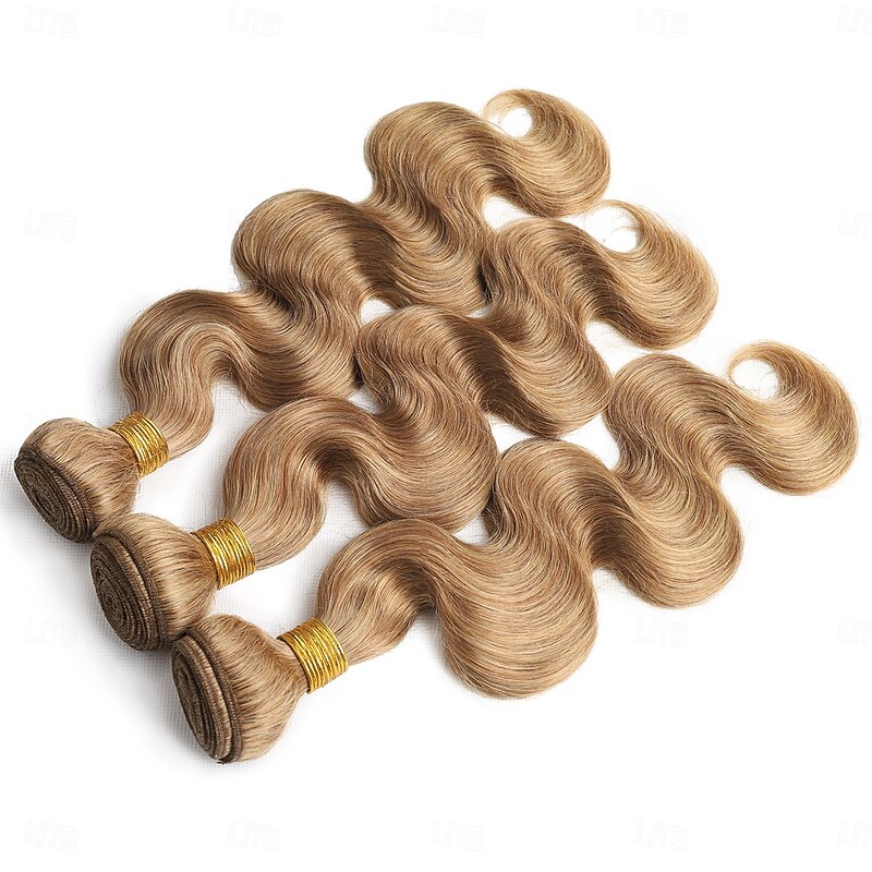 27# Color Hair Light Brown 3 Bundles Body wave Human Hair Extensions 12-24 inch3