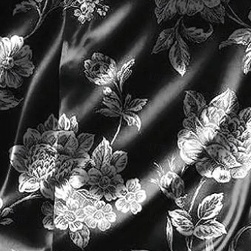 Men's Floral Print Flowers Satin Shirt Dress Shirt Button Up Shirt Long Sleeve Fashion Casual Vacation Holiday Summer Spring Fall Turndown Collared Shirts 3D Print Black2