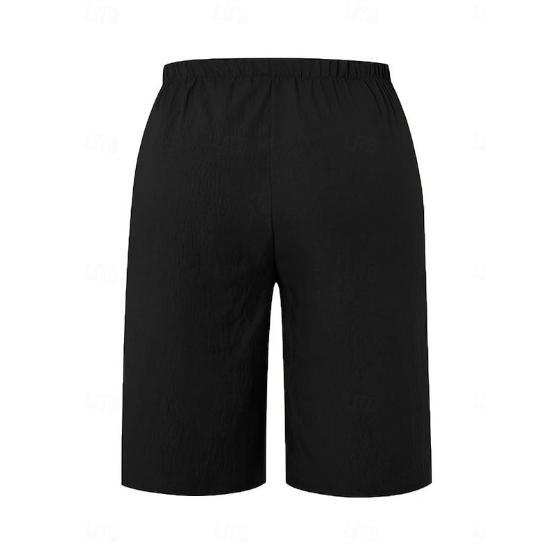 Women's Chinos Shorts Basic Casual Knee Length High Waist Plain Elastic Waistband Comfy Soft Comfortable Micro-elastic Outdoor Street Black Orange Green Khaki Summer Spring Regular Fit4