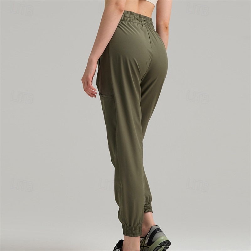 Women's fitness pants Pilates Pants Yoga Pants with Pockets Lightweight High Waist Pilates Gym Zumba Bottoms Solid Color Black White Army Green Fall Sports Activewear Micro-elastic Loose Fit2