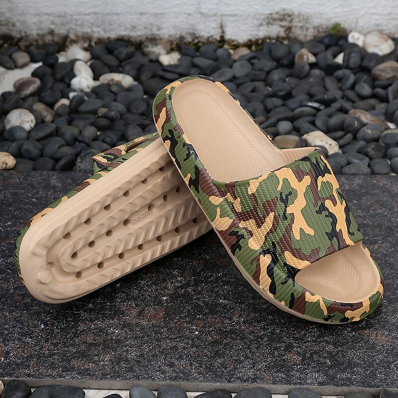Men's Camouflage Slide Sandals, Anti-Slip Thick Sole Outdoor Slippers, Military Style Comfort Slides for Beach, Shower and Casual Wear4