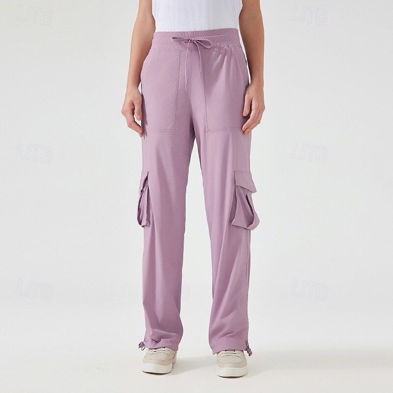 Women's Cargo Pants Slacks Streetwear Stylish Full Length Natural Plain Pocket Elastic Drawstring Design Comfy Outdoor Comfortable Holiday Daily Wear Casual Daily carmine Dark-Gray Navy Matt gray Fall4