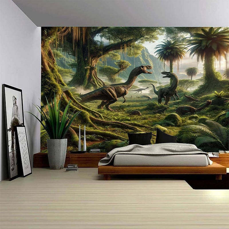 Forest Animal Dinosaur Landscape Hanging Tapestry Mural Art Large Tapestry Mural Decoration Photos Background Carpet Curtains Home Bedroom Living Room Decoration