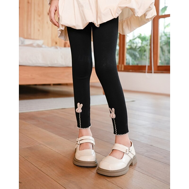 Kids Girls' Leggings Solid Color Daily Outdoor 4-12 Years Fall Black Purple Dark Gray3