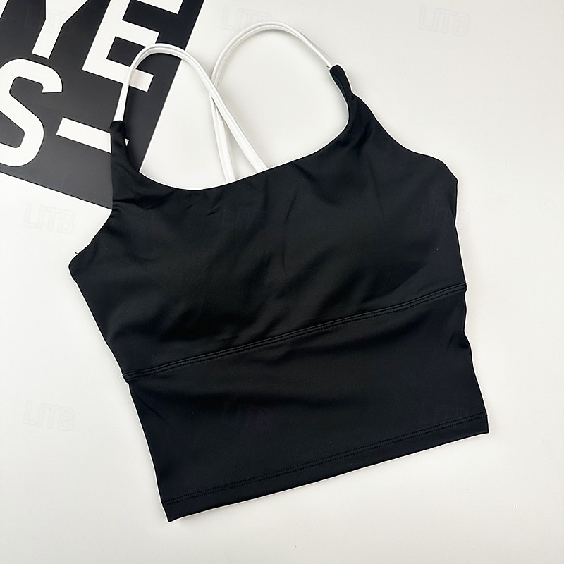 Women's Yoga Bra Pilates Bra Sports Vest Bra Top High Supports Breathable Wireless With pads Solid / Plain Color Sport Activewear Black White Gym Zumba Running2