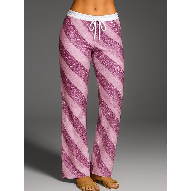 Women's Culottes Wide Leg Vacation Vintage Ethnic Style Full Length High Waist Gradient Striped Abstract Quick Dry Breathability Soft Inelastic Outdoor Vacation Sport Dark-Gray Golden Blue Purple3