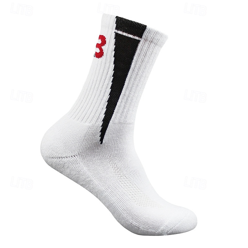 1 Pair Men's Hiking Socks Running Socks Sports Socks Breathable Anti Blister Sweat-Wicking cushioned Outdoor quarter crew Patchwork Cotton Black White Pink for Running2
