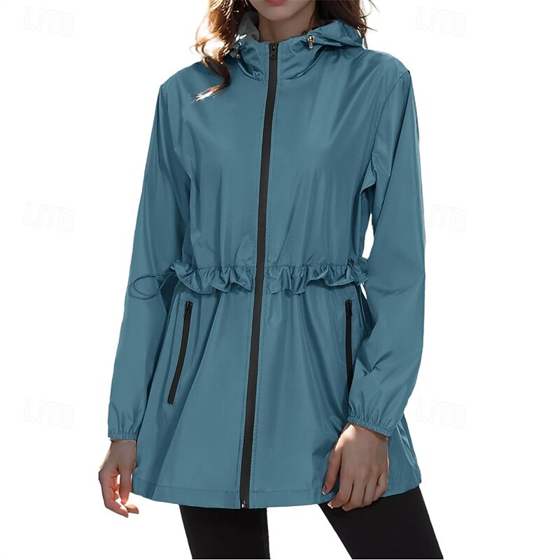 Women's Hiking Jacket Rain Jacket Raincoat Outdoor Waterproof Windproof Hiking Outfits Hiking Clothes Spring Autumn / Fall Top Cotton Camping / Hiking / Caving Running Solid Color Black White Dark