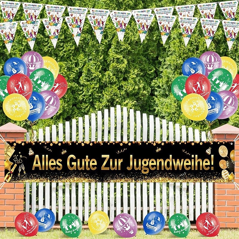 Back to School Fence Banner for German Students Welcome Party Decoration Hanging Banners for Party Supply