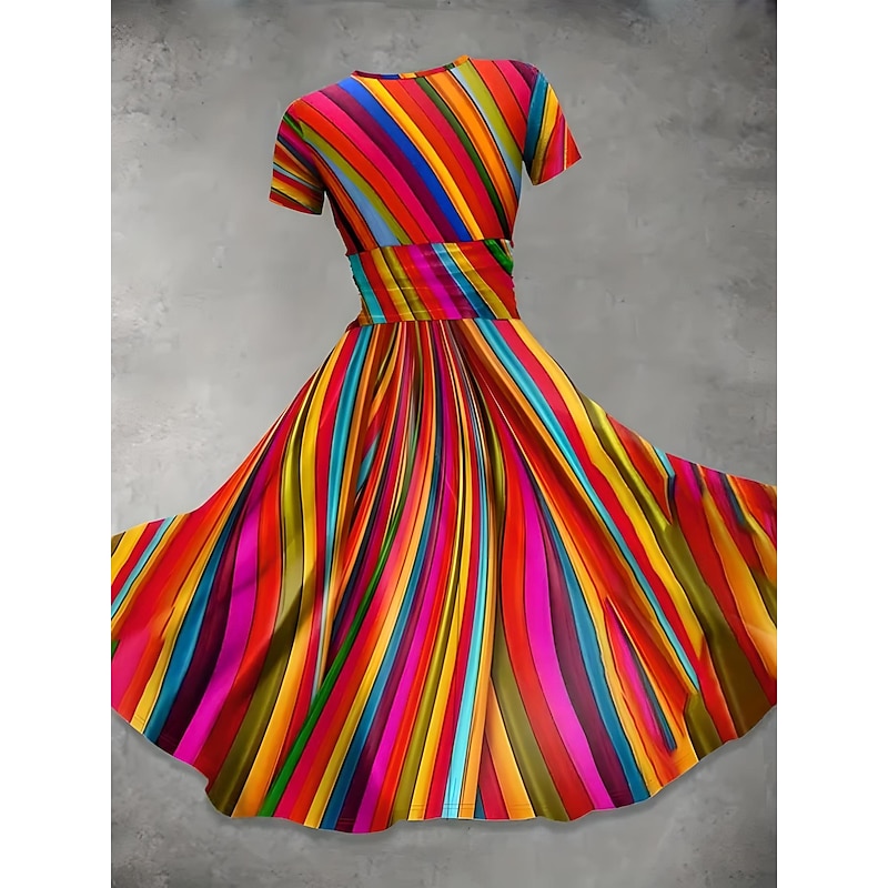 Women's Midi Dress Sheath Dress Wrap Dress Sundress Summer Dress Vacation Party Casual Daily Holiday Going out Regular Fit Ombre Graphic Geometric Half Sleeve V Neck Pink Red Blue Orange Summer2