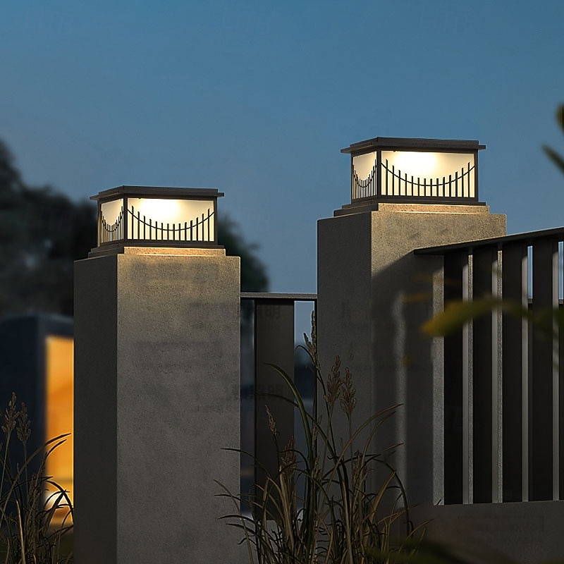 Outdoor Post Lamp 5W Aluminum LED Pillar Post Lantern Column Light Fixture for Yard Entrance Garden 110-240V2