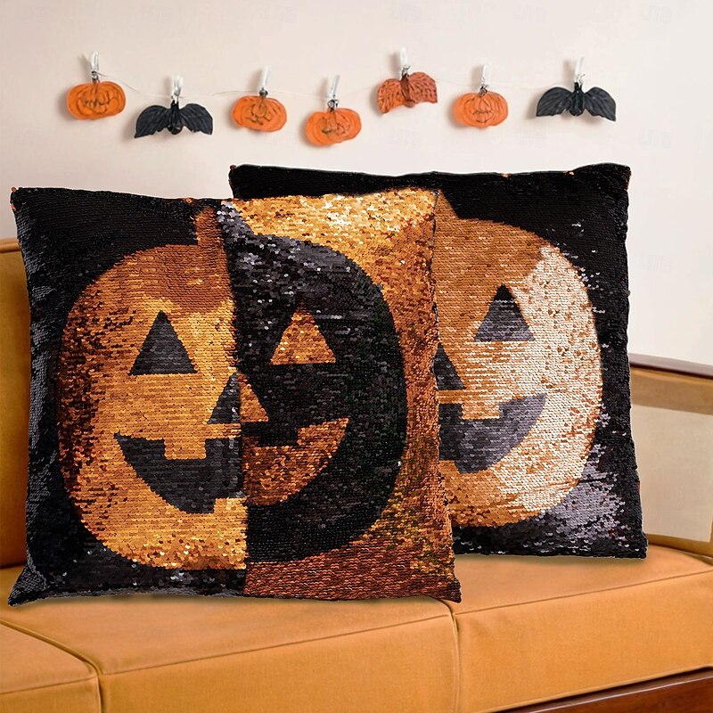 1 pcs Halloween Toss Pillow Cover Pumpkim Jack O'Lantern , Halloween Square Traditional Classic