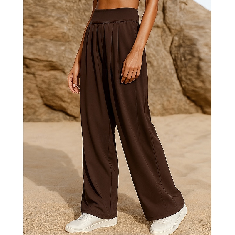 Women's Running Pants Sports Trousers Pocket Bottoms Athleisure Sports Gym Breathable Pilates Running Yoga Regular Fit Sportswear Activewear Solid Colored Blue Coffee Grey3