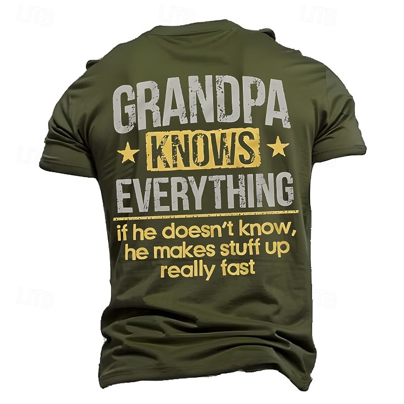 Men's Funny Grandpa Knows Everything Graphic Short Sleeve T-Shirt2