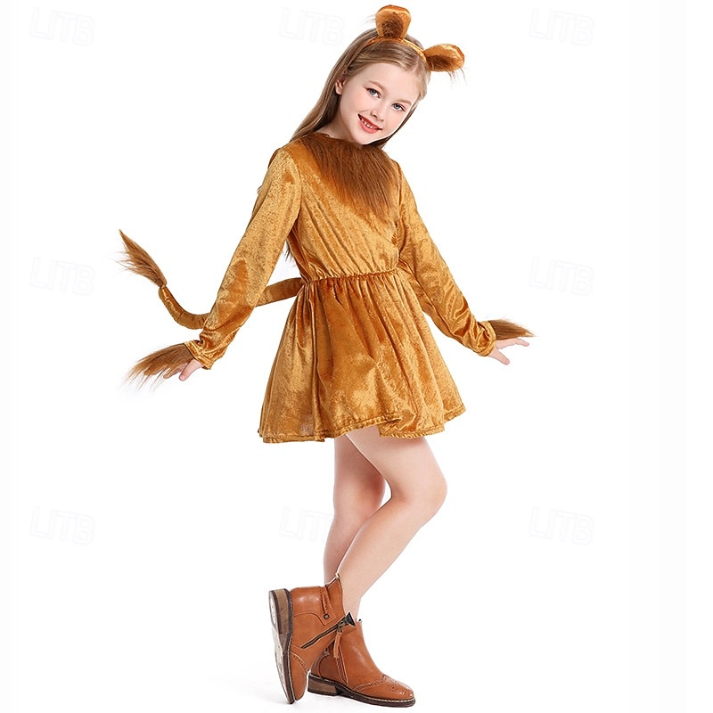 Animal Lion Halloween Dress Costume Fairy Tail Cute Kid's Girls' Halloween Carnival World Book Day Performance Educational Dress Up School Event Dress Up Easy Halloween Costumes Dress Up4