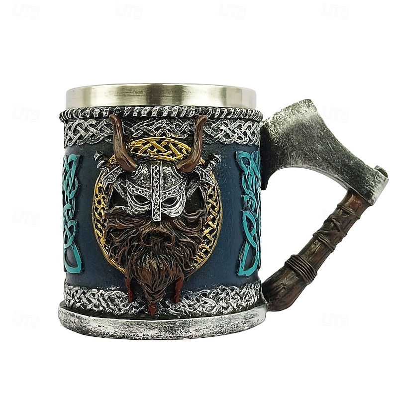 Viking Beer Mug,Oktoberfest Gift Mug Medieval Battle Axe Beer Stein, Norse Pirate Coffee Cup, Viking Warrior Tankard, Rustic Nordic Beer Mug3