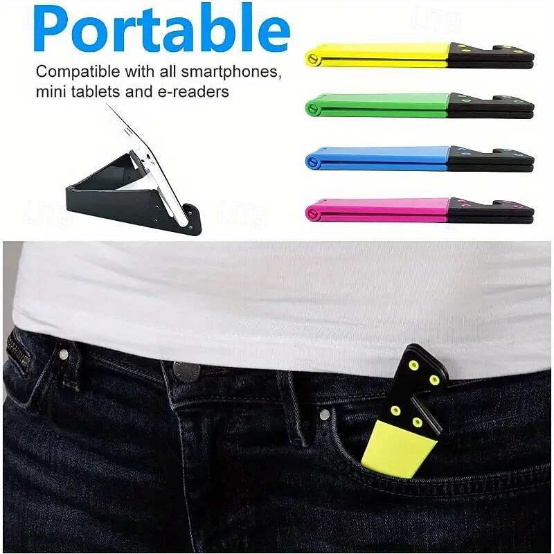 Foldable Small Phone Stand for Desk Pocket Portable Kickstand Colourful Cell Phone Travel Mount Compatible with Universal iPhone IPads Android4