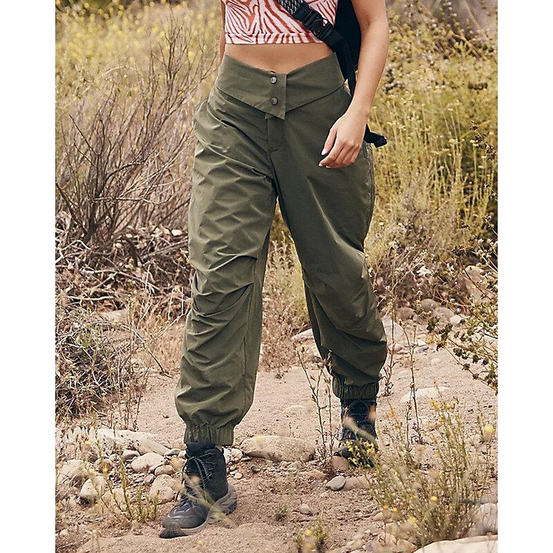 Women's Cargo Pants Pants Trousers Fashion Streetwear Full Length Natural Solid Colored Pocket Comfortable Micro-elastic Sports & Outdoor Daily Wear Army Green Summer Spring Regular Fit3