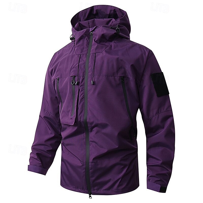 Men's Windbreaker Hiking Jacket rain coat Outdoor Waterproof Windproof Hiking Outfits Hiking Clothes Spring Autumn / Fall Top Camping / Hiking / Caving Running Black White Purple