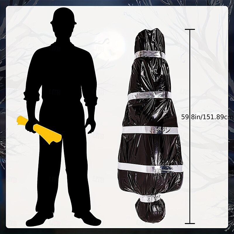 Spooky Halloween Fake Corpse Prop - Outdoor Hanging Dead Victim Decoration with Inflator Tape & Rope Included Bag Holiday Decoration3