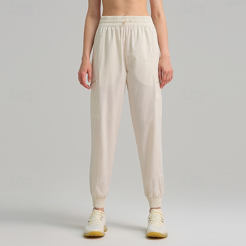 Women's fitness pants Pilates Pants Yoga Pants with Pockets Lightweight High Waist Pilates Gym Zumba Bottoms Solid Color Black White Army Green Fall Sports Activewear Micro-elastic Loose Fit3