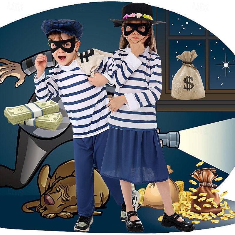 Burglar Bill Betty Bill Group Costume Storybook Characters Movie Cosplay for Boys Girls' Kid's Halloween Carnival World Book Day Performance Educational Dress Up