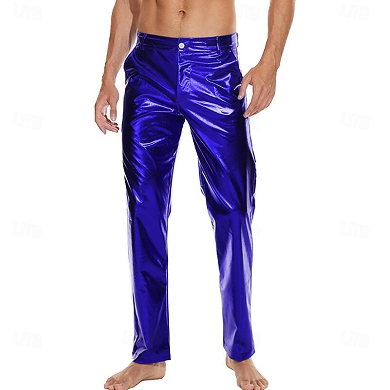 Men's Metallic Shiny Pants Night Club Pants 70s 80s 90s Disco Pant Party Dance Straight Leg Trousers2