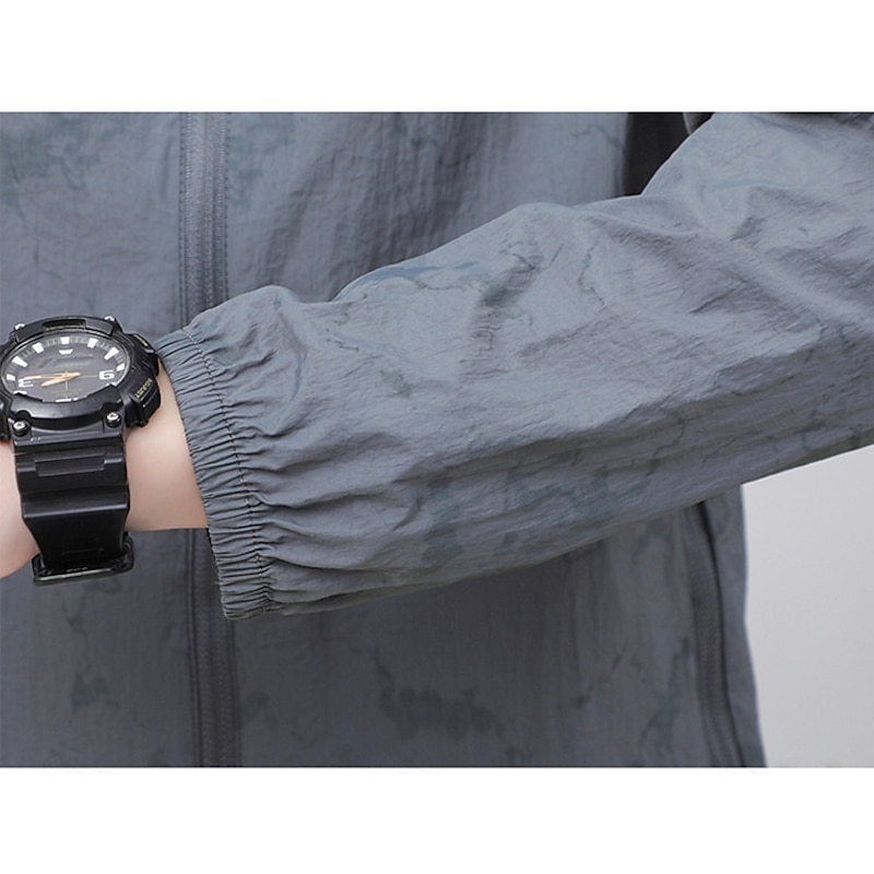 Men's Outdoor Jacket Hiking Jacket Outdoor Waterproof Sun Protection Breathable Quick Dry Hiking Outfits Hiking Clothes Spring Autumn / Fall Jacket Tennis Golf Running Camo Dark Grey Black White4