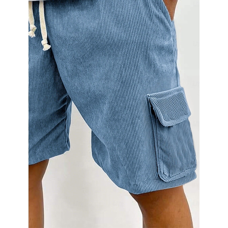 Men's Cargo Shorts Sweat Shorts Shorts Bermuda shorts Corduroy Shorts Drawstring Elastic Waist Multi Pocket Plain Comfort Sports Knee Length Outdoor Daily Running Classic Style Athleisure Black Pink3