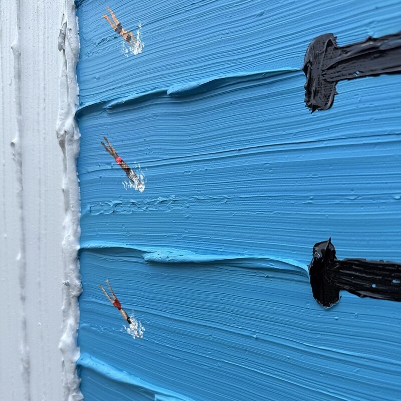 Mintura Hand Painted 3D Swimming Oil Paintings on Canvas Modern Abstract Textured Wall Art Picture For Home Decoration Ready To Hang With Stretched Frame3