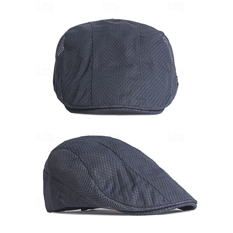 Men's Mesh Flat Cap with Adjustable Strap – Breathable and Lightweight Summer Newsboy Hat for Outdoor Activities, Casual Wear and Daily Us4