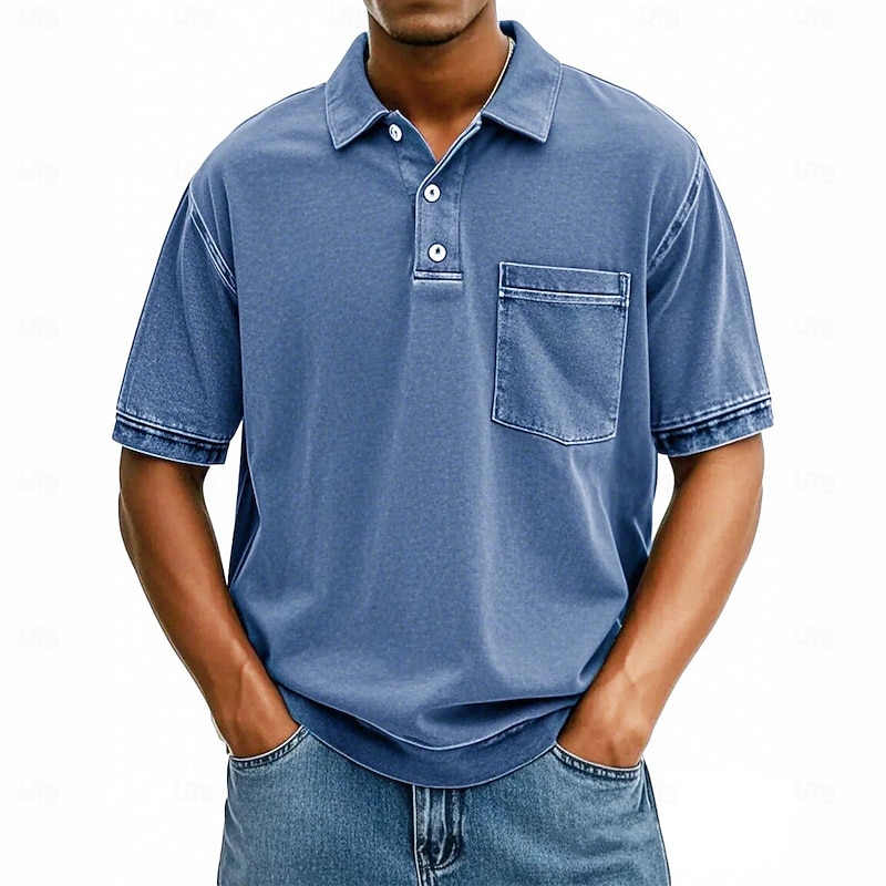 Men's Polo Shirts Golf Shirt Casual Sports Classic Short Sleeve Fashion Cool Plain Pocket Buttons Summer Spring &  Fall Regular Fit Dark Grey Green Purple Navy Blue Brown Light Blue Polo Shirts2