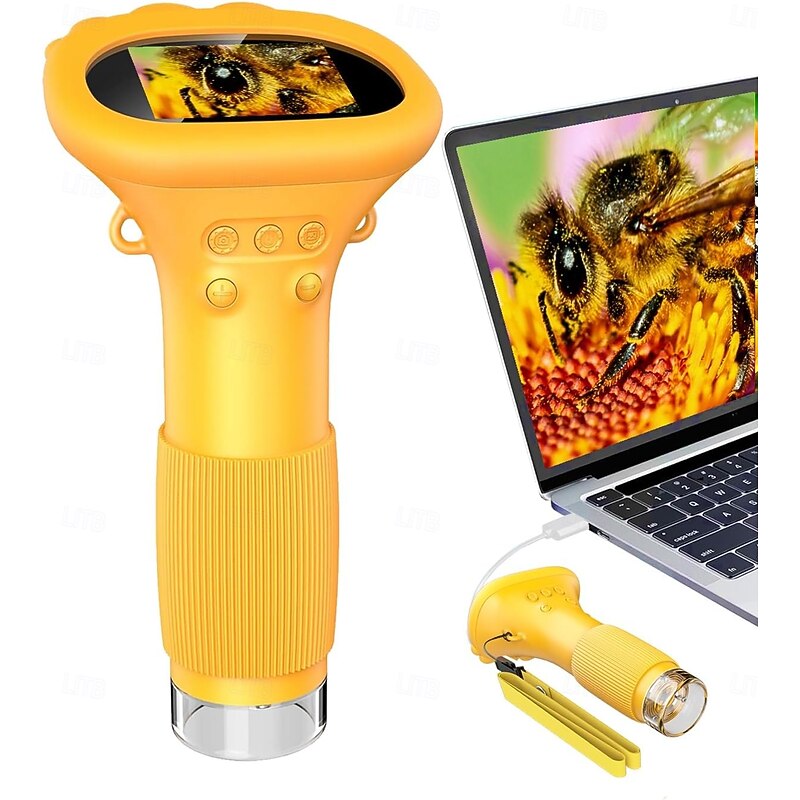 Microscope for Kids, Educational Science Kit Toys Portable Handheld Magnifying Glass, Macro Fixed Focus Digital Kid Microscopes Up to 1000x Magnification,4X Zoom, Interactive Learning