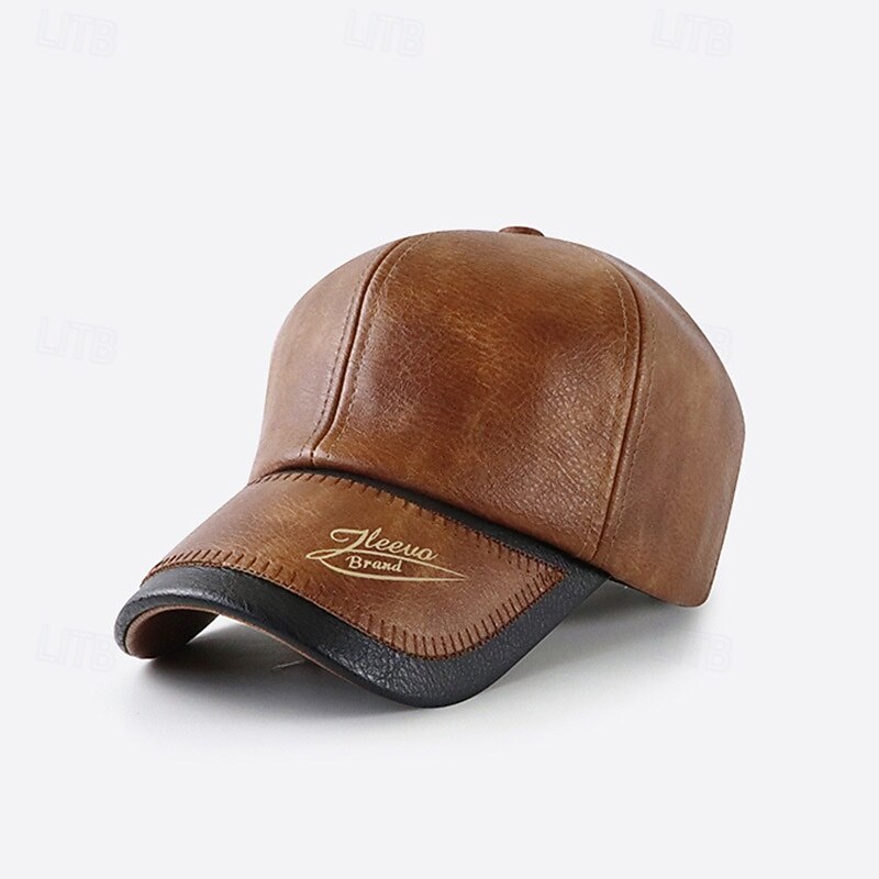 Men's Baseball Cap Sun Hat Trucker Hat Black Coffee PU Fashion Casual Street Daily Color Block Adjustable Sunscreen Breathable2