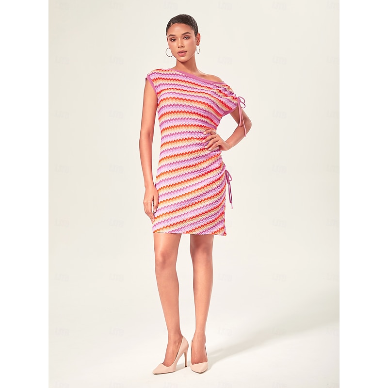 Orange Knitted Stretch Ruched Mini Dress3