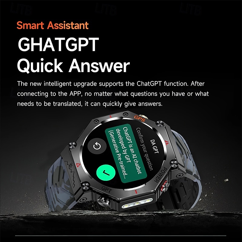New ChatGPT AI assistant Smart Watch 5ATM Waterproof GPS Built-in Dual-band GNSS Compass Military Sport Smartwatch Men Woman3