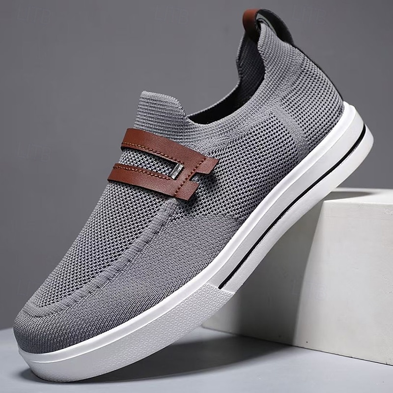 Men's Casual Shoes Walking Casual Outdoor Knit Comfortable Slip Resistant Breathable Loafer Black White Khaki Summer Spring Fall4