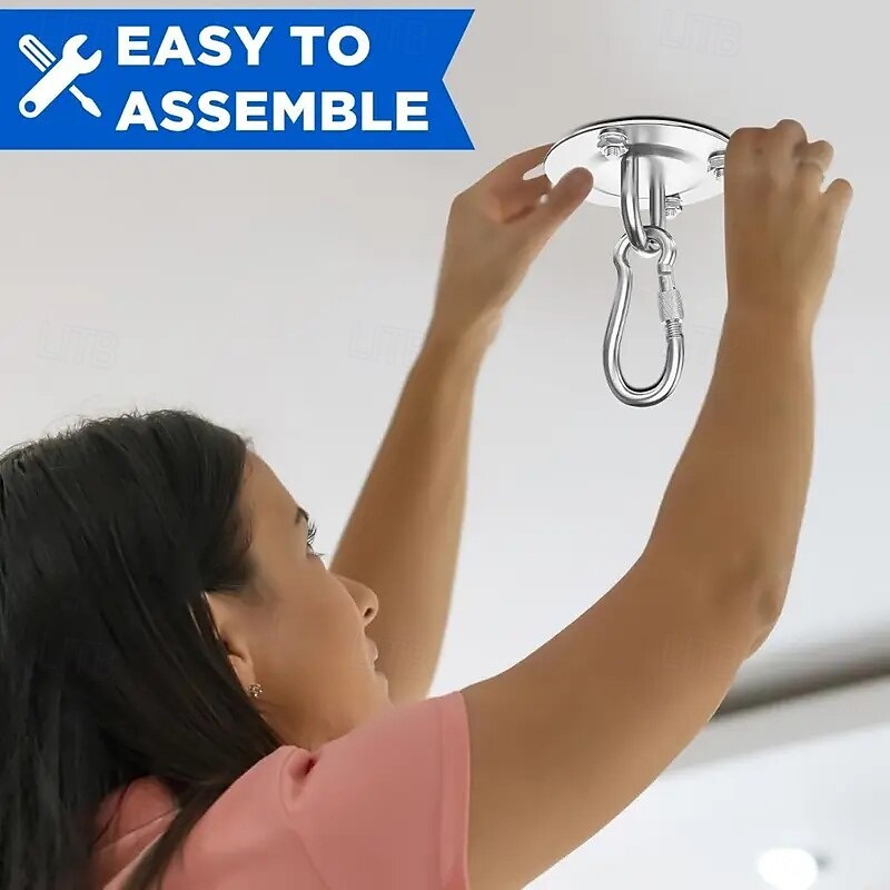 6-Piece Work Swing Hanger - Stainless Steel Hook Ceiling Swing Mount Swing Hook Swing Hardware Kit for Hammock Yoga Sandbag Multiple Indoor Outdoor Gyms4
