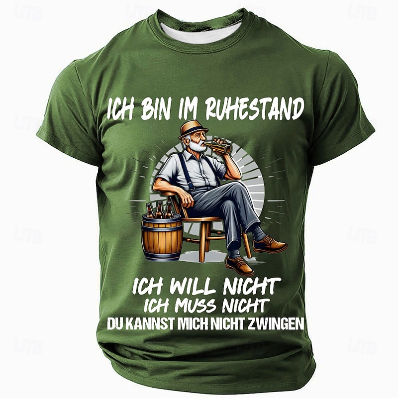 Men's Funny Retirement Graphic T-Shirt: 'I Am Retired, You Can't Force Me' Short Sleeve Leisure Tee3