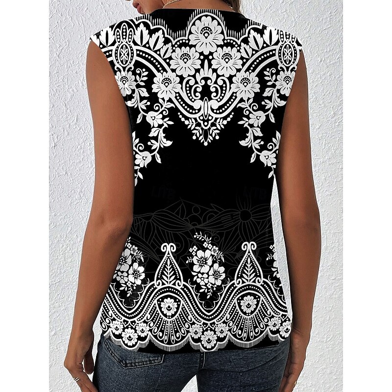 Halloween Women's Camisole Tank Top Graphic Geometric Paisley Bohemia Vintage Daily Sleeveless Crew Neck Regular Tops Daily Print Black Red Fuchsia Green Khaki Summer Spring2