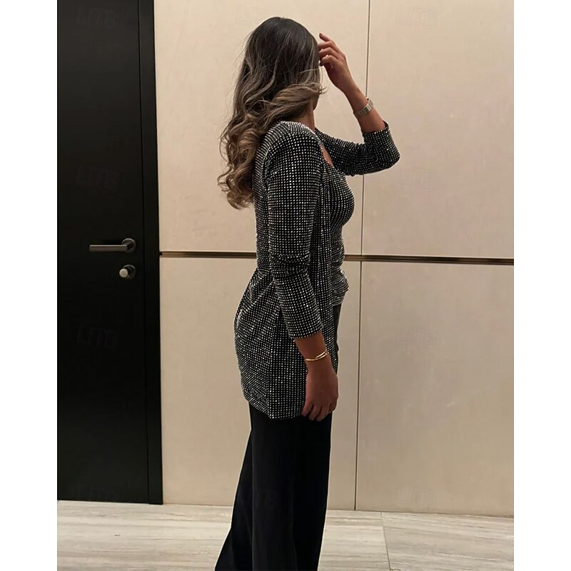 Women's 3 Pieces Suits Formal Wedding Guest Jersey Stretch Crepe Elegant Simple Luxurious Long Sleeve Ankle Length2