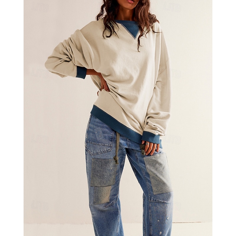 Women's Track Top Pullover Patchwork Long Sleeve Top Athleisure Fall Color Block Thermal Warm Windproof Tennis Golf Running Sportswear Activewear Apricot Wine Red Yellow