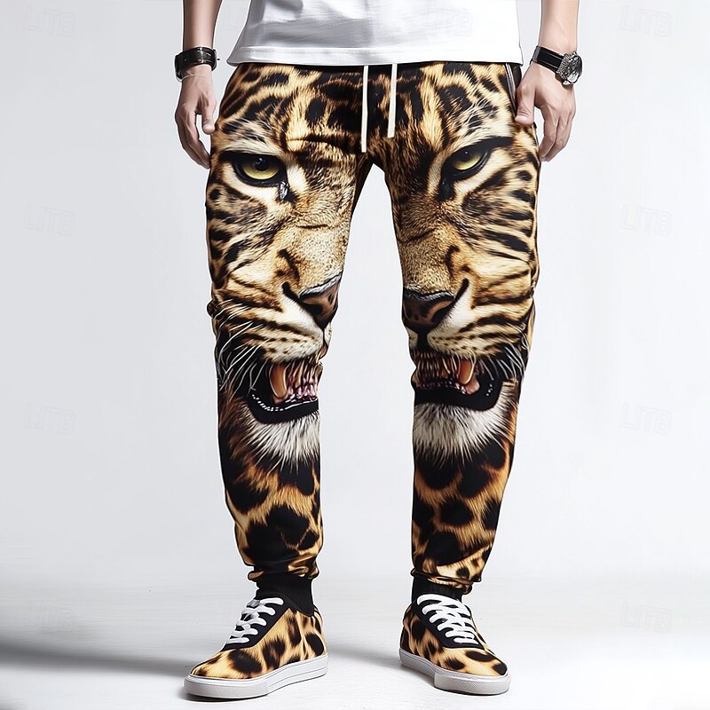 Men's Animal Tiger Sweatpants Joggers Workout Pants Drawstring Elastic Waist Casual Dailywear Running Jogging Athletic Sweatpants with Pockets Spring Fall Winter 3D Print Brown Dark Blue2