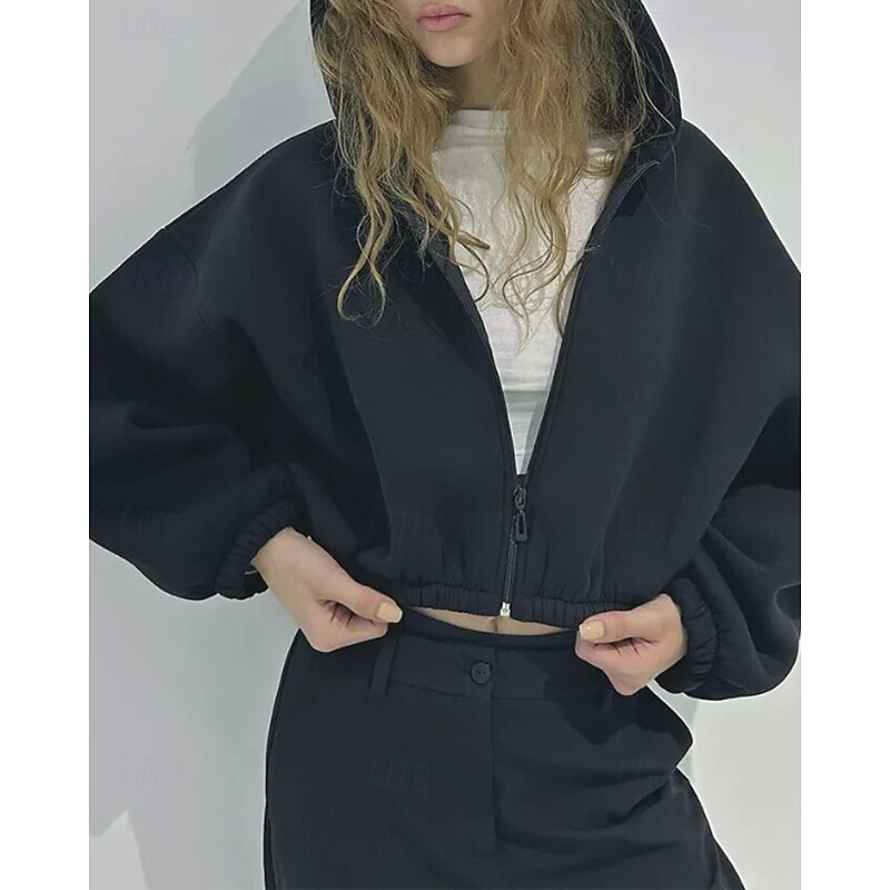 Women's Hoodie Outdoor Jacket Zipper Pocket Long Sleeve Jacket Athleisure Fall Solid Colored Thermal Warm Windproof Tennis Golf Running Sportswear Activewear Black Sky Blue Fuchsia4