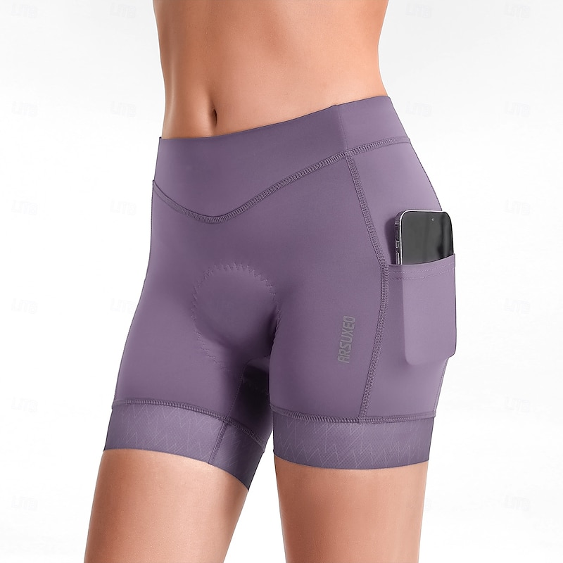 Arsuxeo Women's Solid Color Cycling Road Shorts Cycling Underwear Shorts Cycling Pants Bike Shorts Tights Form Fit Mountain Bike MTB Road Bike Cycling Sports Reflective Strips Sweat wicking4