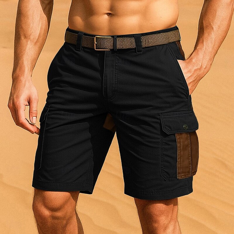 Men's Cargo Shorts Outdoor Shorts Shorts Casual Shorts Hiking Shorts Patchwork Multi Pocket Straight Leg Solid Color Color Block Moisture Wicking Wearable Knee Length Outdoor Casual Daily Vacation2