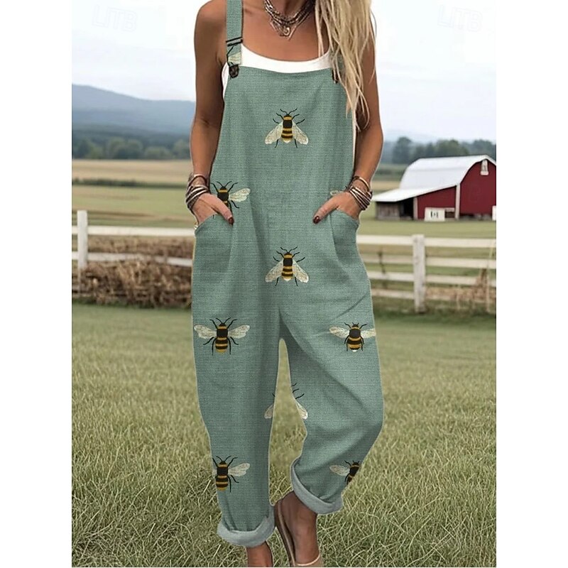 Women's Romper Active Graphic Sleeveless Drawstring Vacation Street Loose Fit White Yellow Purple Summer4